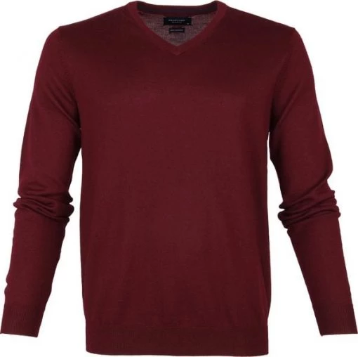 Truien Van Merino Wol Profuomo Pullover Merino V-Hals Bordeaux -Truien & Vesten Verkoop winkel 13770 8 1
