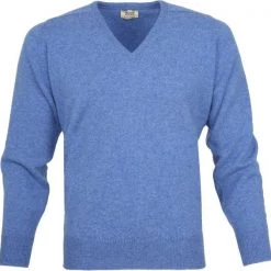Lamswollen Truien William Lockie Pullover Lamswol V Clyde Blue -Truien & Vesten Verkoop winkel 13935 4 1