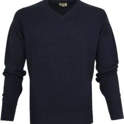 Lamswollen Truien William Lockie Pullover Lamswol V Midnight Navy