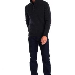 Wollen Truien Voor Heren Barbour Trui Wol Patch Antraciet -Truien & Vesten Verkoop winkel 60299 12