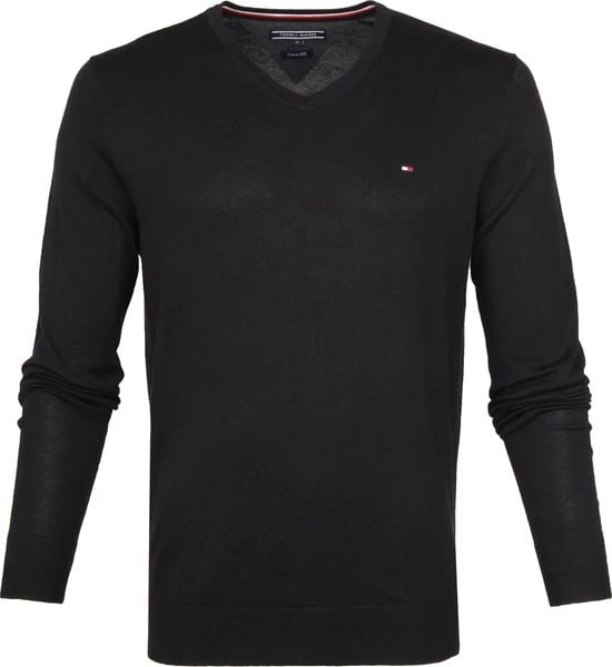 Tommy Hilfiger Pullover V-Hals Zwart 4 Tommy Hilfiger Pullover V-Hals Zwart - Afbeelding 4