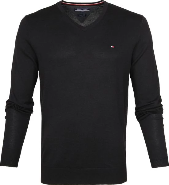 Tommy Hilfiger Pullover V-Hals Zwart 1 Tommy Hilfiger Pullover V-Hals Zwart