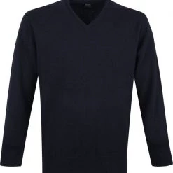Wollen Truien Voor Heren William Lockie V-Hals Lamswol Navy