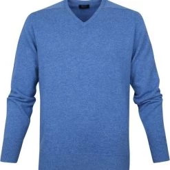 Wollen Truien Voor Heren William Lockie V-Hals Lamswol Lichtblauw -Truien & Vesten Verkoop winkel 68245 1 1