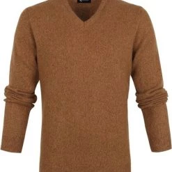 Lamswollen Truien Suitable Lamswol Trui V-Hals Camel -Truien & Vesten Verkoop winkel 71304 1 1