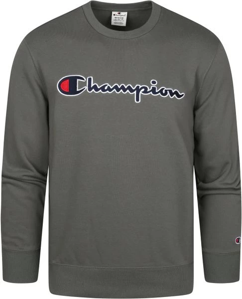 Sweaters Champion Sweater Script Logo Donkergroen 1 Sweaters Champion Sweater Script Logo Donkergroen