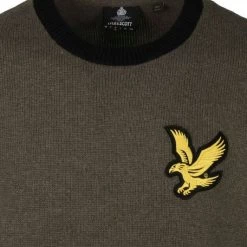 Lyle And Scott Sweaters Lyle & Scott Trui Logo Olijfgroen -Truien & Vesten Verkoop winkel 74222 2 1