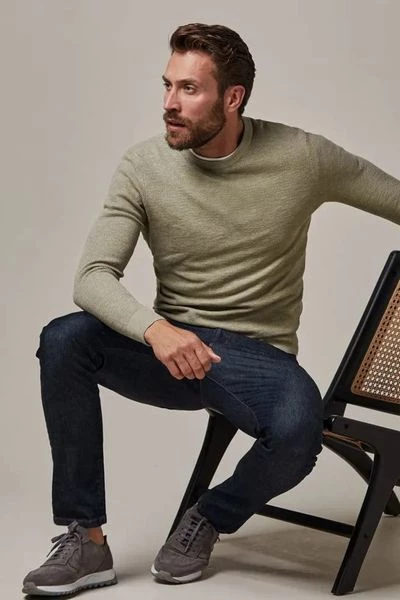 Pullover Profuomo O-Hals Trui Olijfgroen 2 Pullover Profuomo O-Hals Trui Olijfgroen - Afbeelding 2