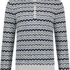 Pullover State Of Art Half Zip Grijsblauw Print