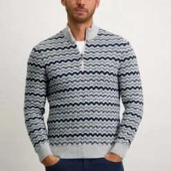 Pullover State Of Art Half Zip Grijsblauw Print 11 Pullover State Of Art Half Zip Grijsblauw Print -Truien & Vesten Verkoop winkel 74542 2 1