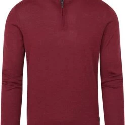 Wollen Truien Voor Heren State Of Art Half Zip Wol Mix Bordeaux Rood