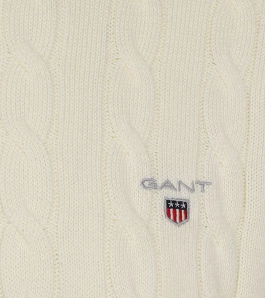 Sweaters Gant Kabeltrui O-Hals Off White 3 Sweaters Gant Kabeltrui O-Hals Off White - Afbeelding 3