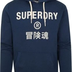 Hoodies Superdry Hoodie Logo Navy Blauw -Truien & Vesten Verkoop winkel 74673 1 1
