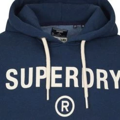 Hoodies Superdry Hoodie Logo Navy Blauw -Truien & Vesten Verkoop winkel 74673 2 1