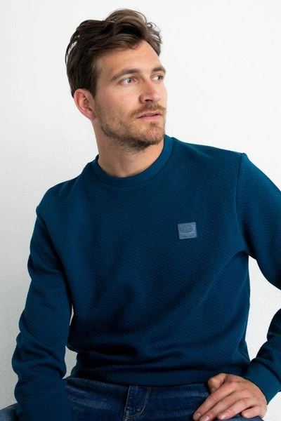 Pullover Petrol Trui Effen Blauw 2 Pullover Petrol Trui Effen Blauw - Afbeelding 2