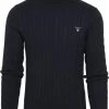 Coltruien Voor Heren Gant Kabeltrui O-Hals Col Donkerblauw