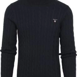 Coltruien Voor Heren Gant Kabeltrui O-Hals Col Donkerblauw