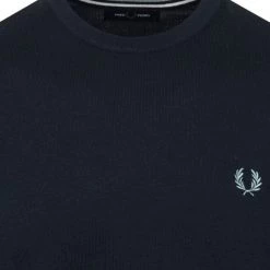 Wollen Truien Voor Heren Fred Perry Trui Wol Mix Logo Navy Blauw -Truien & Vesten Verkoop winkel 74885 2 1