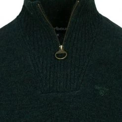 Wollen Truien Voor Heren Barbour Half Zip Trui Wol Donkergroen -Truien & Vesten Verkoop winkel 74993 2 1