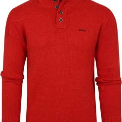 New Zealand Auckland Schipperstruien & Truien Met Rits NZA Trui Brownlee Rood Melange 22HN463