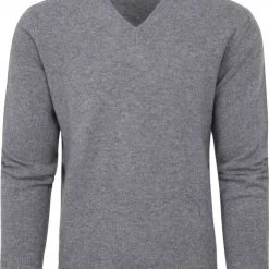 Lamswollen Truien Hackett Pullover Lamswol V-Hals Grijs