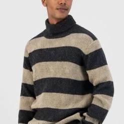 Wollen Truien Voor Heren Dstrezzed Coltrui Wol Mix Streep Antraciet -Truien & Vesten Verkoop winkel 75091 2 1