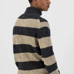 Wollen Truien Voor Heren Dstrezzed Coltrui Wol Mix Streep Antraciet -Truien & Vesten Verkoop winkel 75091 3