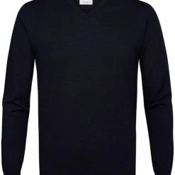Truien Van Merino Wol Profuomo Pullover V-Hals Merinowol Navy