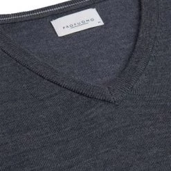 Truien Van Merino Wol Profuomo Pullover V-Hals Merinowol Antraciet -Truien & Vesten Verkoop winkel 75191 2 1