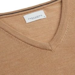 Truien Van Merino Wol Profuomo Pullover V-Hals Merinowol Beige -Truien & Vesten Verkoop winkel 75194 2 1