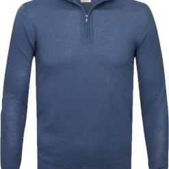 Truien Van Merino Wol Profuomo Half Zip Merinowol Blauw -Truien & Vesten Verkoop winkel 75219 1 1