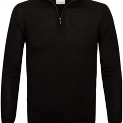 Truien Van Merino Wol Profuomo Half Zip Merinowol Zwart