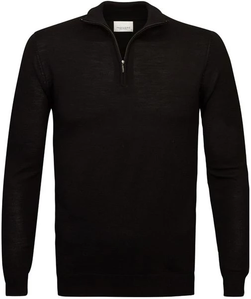 Truien Van Merino Wol Profuomo Half Zip Merinowol Zwart 1 Truien Van Merino Wol Profuomo Half Zip Merinowol Zwart