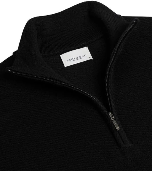 Truien Van Merino Wol Profuomo Half Zip Merinowol Zwart 2 Truien Van Merino Wol Profuomo Half Zip Merinowol Zwart - Afbeelding 2