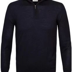 Truien Van Merino Wol Profuomo Half Zip Merinowol Donkerblauw