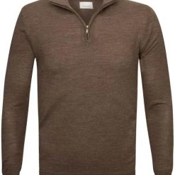Voorpagina 10 Truien Van Merino Wol Profuomo Half Zip Merinowol Taupe