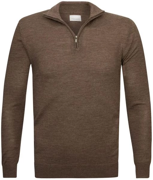 Truien Van Merino Wol Profuomo Half Zip Merinowol Taupe 1 Truien Van Merino Wol Profuomo Half Zip Merinowol Taupe