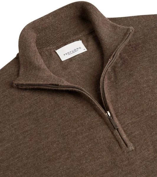Truien Van Merino Wol Profuomo Half Zip Merinowol Taupe 2 Truien Van Merino Wol Profuomo Half Zip Merinowol Taupe - Afbeelding 2