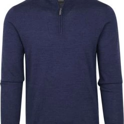 Truien Van Merino Wol Suitable Half Zip Trui Merino Kobalt Blauw