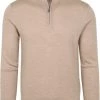 Truien Van Merino Wol Suitable Half Zip Trui Merino Beige