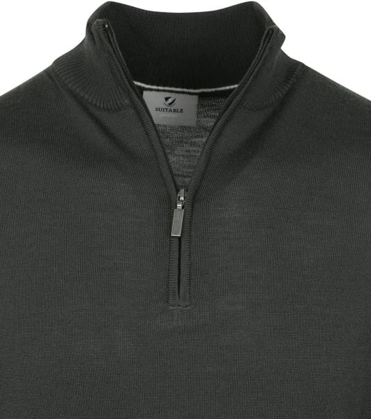 Truien Van Merino Wol Suitable Half Zip Trui Merino Donkergroen 5 Truien Van Merino Wol Suitable Half Zip Trui Merino Donkergroen - Afbeelding 5