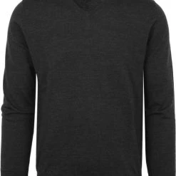 Truien Van Merino Wol Suitable Pullover V-Hals Merino Antraciet