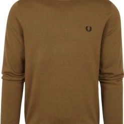 Wollen Truien Voor Heren Fred Perry Trui Wol Mix Logo Bruin