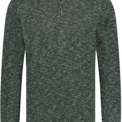 Schipperstruien & Truien Met Rits State Of Art Half Zip Melange Mosgroen