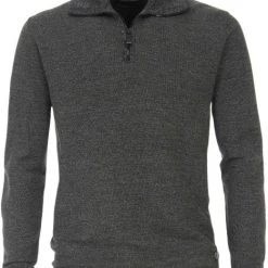 Schipperstruien & Truien Met Rits Casa Moda Halfzip Trui Donkergroen