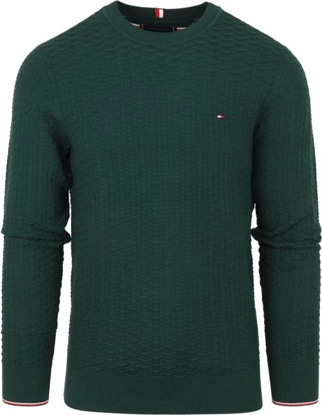 Pullover Tommy Hilfiger Trui Structuur Donkergroen 1 Pullover Tommy Hilfiger Trui Structuur Donkergroen
