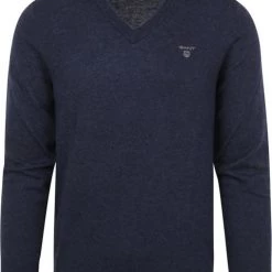 Lamswollen Truien Gant Trui Lamswol Donkerblauw