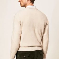 Lamswollen Truien Hackett Pullover Lamswol V-Hals Ecru -Truien & Vesten Verkoop winkel 75474 3