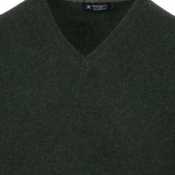 Lamswollen Truien Hackett Pullover Lamswol V-Hals Donkergroen -Truien & Vesten Verkoop winkel 75487 2 1