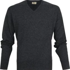 Lamswollen Truien William Lockie Pullover Lamswol Antraciet V -Truien & Vesten Verkoop winkel 820 4 1